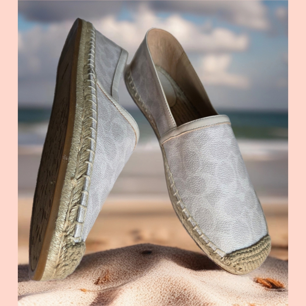 Coach Collins Coated Women's Cream Slip-on Espadrilles Size 10 - Picture 9 of 10